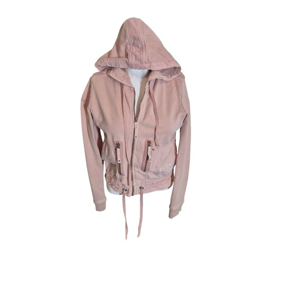 Free People Vintage Hoodie Boho Utility Zip Up Hoodie Cargo Hoodie Pink Sz S - Picture 2 of 7